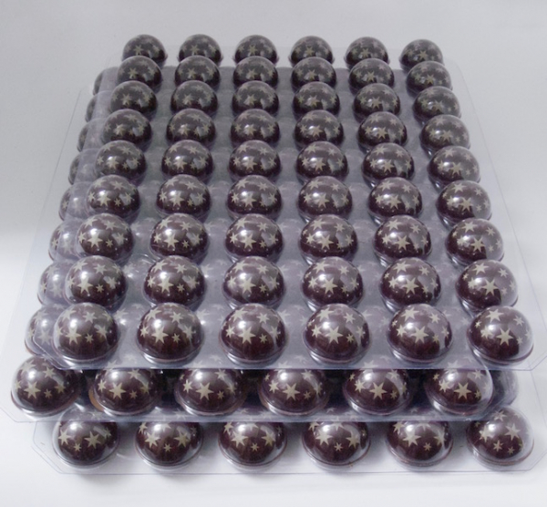 3 set printed dark chocolate shells star at sweetART
